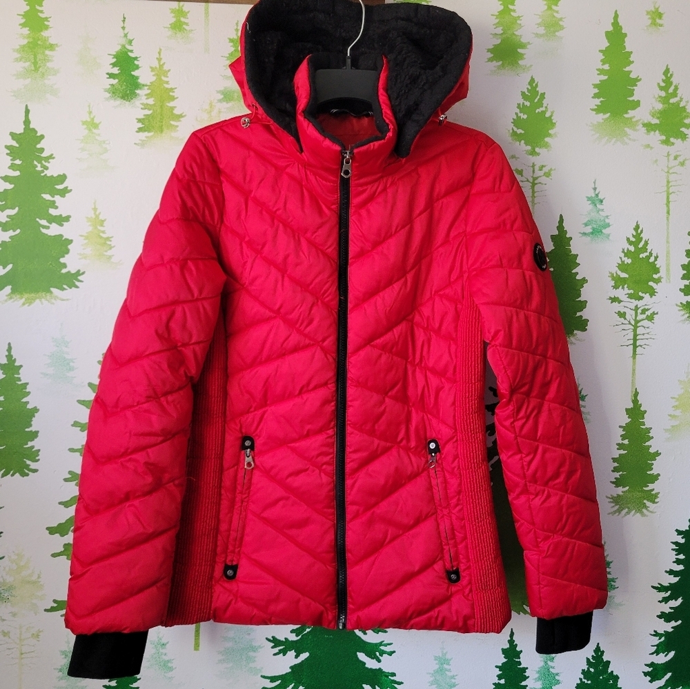 Nautica Vibrant Red Quilted Puffer Jacket